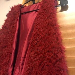 Red furry vest